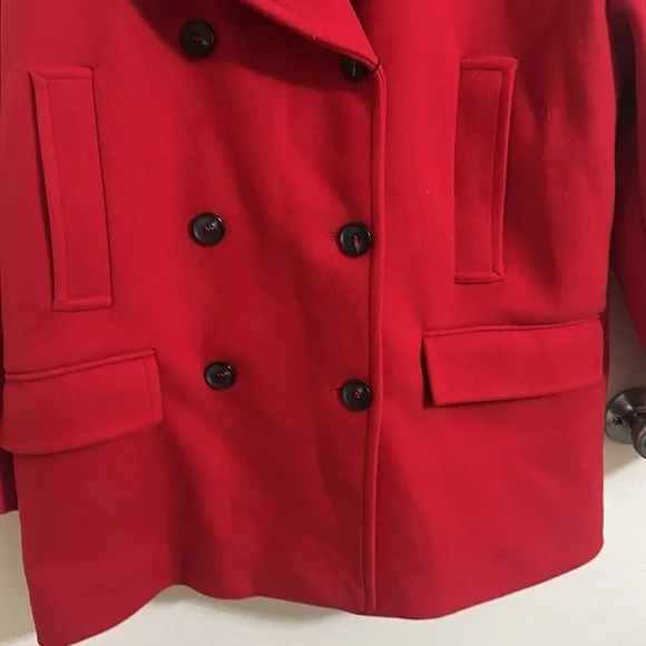 NWT Zara Red Double Breasted Coat with Pockets XL